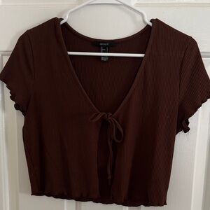 Forever 21 Chocolate Ribbed Crop Top size L